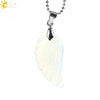 Minimalist Natural Stone Angel Wings Pendant Necklace With Copper Accessories Aura Jewelry For Women And Men