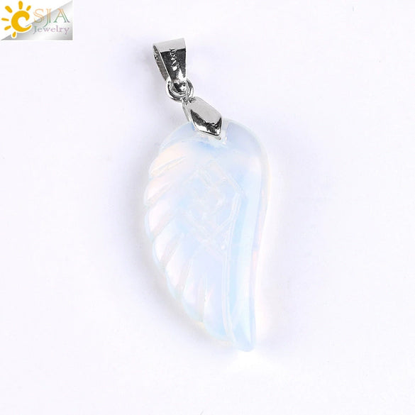 Minimalist Natural Stone Angel Wings Pendant Necklace With Copper Accessories Aura Jewelry For Women And Men