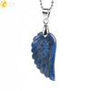 Minimalist Natural Stone Angel Wings Pendant Necklace With Copper Accessories Aura Jewelry For Women And Men