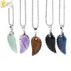 Minimalist Natural Stone Angel Wings Pendant Necklace With Copper Accessories Aura Jewelry For Women And Men