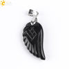 Minimalist Natural Stone Angel Wings Pendant Necklace With Copper Accessories Aura Jewelry For Women And Men