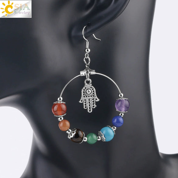 Minimalist Natural Stone Beaded Tree Earrings With Copper Accessories For Women Semi Precious Crystal Jewelry