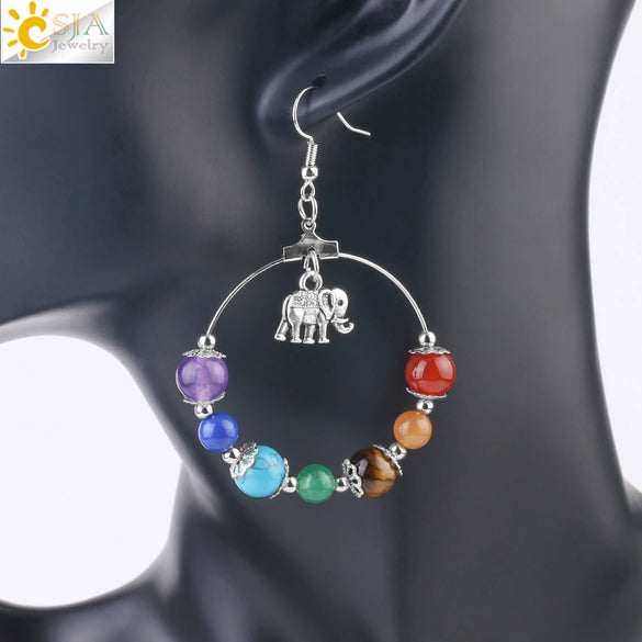 Minimalist Natural Stone Beaded Tree Earrings With Copper Accessories For Women Semi Precious Crystal Jewelry