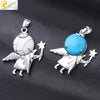 Minimalist Natural Stone Crystal Angel Wing Pendant Necklace Charm For Women In Multicolor Alloy Jewelry