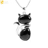 Minimalist Natural Stone Kitten Pendant Necklace With Electroplated Copper Accessories And Ball Chain Cute Animal Jewelry For Women