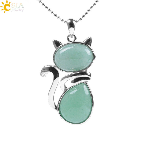 Minimalist Natural Stone Kitten Pendant Necklace With Electroplated Copper Accessories And Ball Chain Cute Animal Jewelry For Women