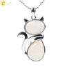 Minimalist Natural Stone Kitten Pendant Necklace With Electroplated Copper Accessories And Ball Chain Cute Animal Jewelry For Women