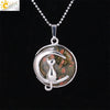 Minimalist Natural Stone Moon Cat Pendant Necklace With Copper Ball Chain Electroplated Clavicle Chain Jewelry