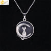 Minimalist Natural Stone Moon Cat Pendant Necklace With Copper Ball Chain Electroplated Clavicle Chain Jewelry