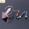 Minimalist Natural Stone Pyramid Pendant Necklace With Copper Accessories Semi Precious Crystal Obsidian And Amethyst Style