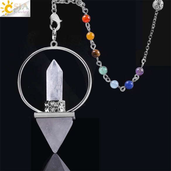 Minimalist Natural Stone Pyramid Pendant Necklace With Copper Accessories Semi Precious Crystal Obsidian And Amethyst Style