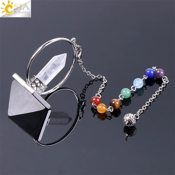 Minimalist Natural Stone Pyramid Pendant Necklace With Copper Accessories Semi Precious Crystal Obsidian And Amethyst Style