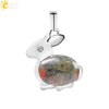 Minimalist Natural Stone Rabbit Pendant Necklace With Ball Chain Electroplated Stainless Steel And Copper Animal Jewelry
