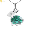 Minimalist Natural Stone Rabbit Pendant Necklace With Ball Chain Electroplated Stainless Steel And Copper Animal Jewelry