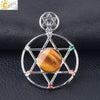 Minimalist Natural Stone Star Pendant Necklace With Electroplated Alloy Bead Chain Unisex Crystal Six Pointed Star Jewelry