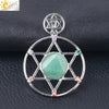 Minimalist Natural Stone Star Pendant Necklace With Electroplated Alloy Bead Chain Unisex Crystal Six Pointed Star Jewelry