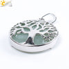 Minimalist Natural Stone Tree Of Life Pendant Necklace With Hollow Round Design Pink Crystal Amethyst And Electroplated Copper Accessories