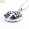 Minimalist Natural Stone Tree Of Life Pendant Necklace With Hollow Round Design Pink Crystal Amethyst And Electroplated Copper Accessories