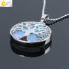 Minimalist Natural Stone Tree Of Life Pendant Necklace With Hollow Round Design Pink Crystal Amethyst And Electroplated Copper Accessories