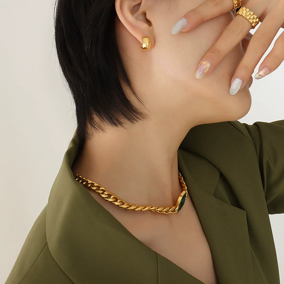 Minimalist Niche Design C Shaped Titanium Steel Gold Plated Earrings