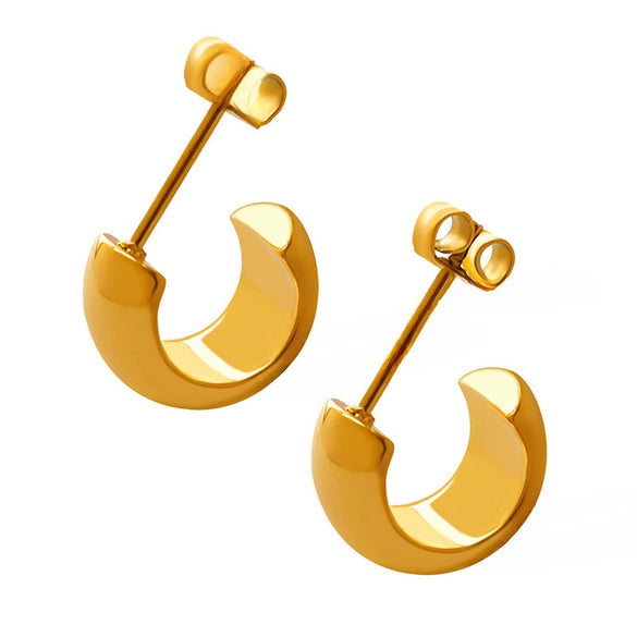 Minimalist Niche Design C Shaped Titanium Steel Gold Plated Earrings