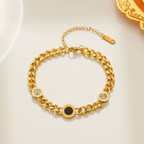 Minimalist Niche Design Sense Bracelet For Female Titanium Steel With Geometric Style Plated 18K Gold And Diamond Treatment Letters Numbers Text Pattern
