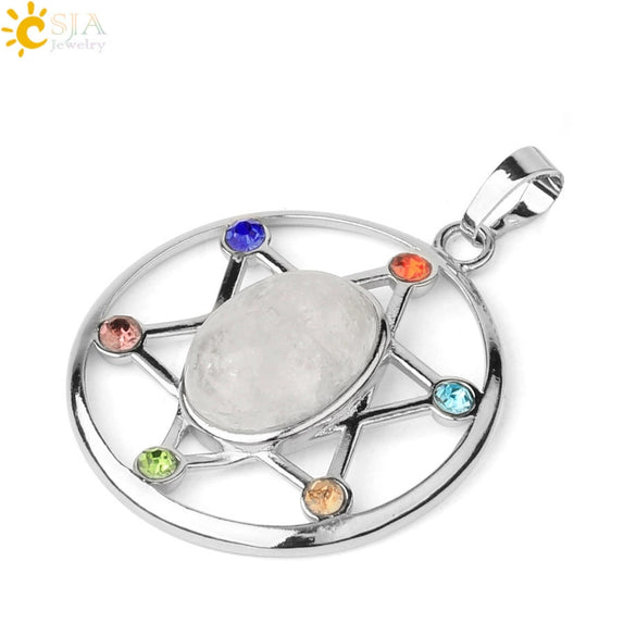 Minimalist Oval And Star Natural Crystal Pendant Necklace With Rhinestone Electroplated Geometric Jewelry