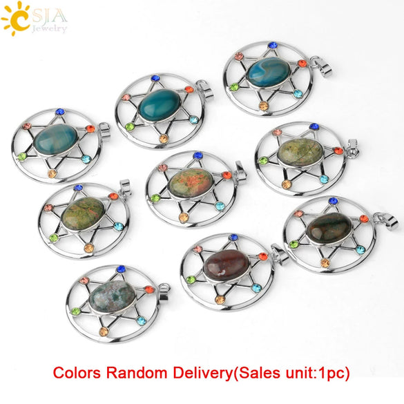 Minimalist Oval And Star Natural Crystal Pendant Necklace With Rhinestone Electroplated Geometric Jewelry