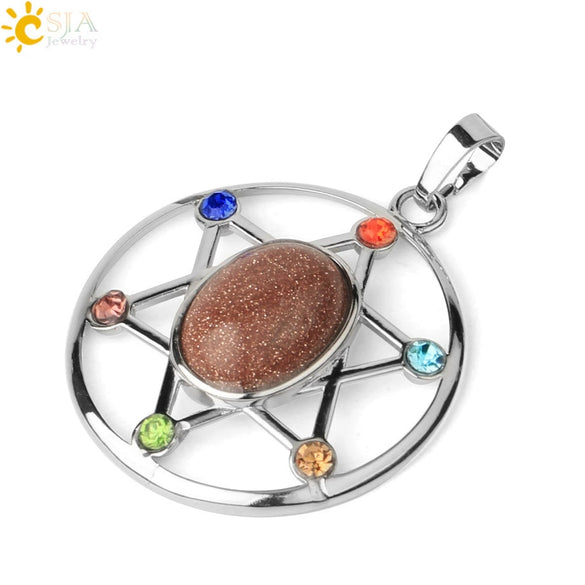 Minimalist Oval And Star Natural Crystal Pendant Necklace With Rhinestone Electroplated Geometric Jewelry