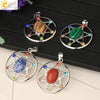 Minimalist Oval And Star Natural Crystal Pendant Necklace With Rhinestone Electroplated Geometric Jewelry