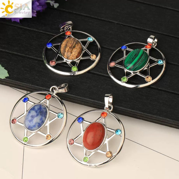 Minimalist Oval And Star Natural Crystal Pendant Necklace With Rhinestone Electroplated Geometric Jewelry