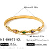 Minimalist Oval Stainless Steel Bracelet For Women With Zircon Inlay And 18K Gold Plated Finish