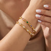Minimalist Oval Stainless Steel Bracelet For Women With Zircon Inlay And 18K Gold Plated Finish