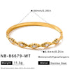 Minimalist Oval Stainless Steel Bracelet For Women With Zircon Inlay And 18K Gold Plated Finish