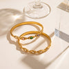 Minimalist Oval Stainless Steel Bracelet For Women With Zircon Inlay And 18K Gold Plated Finish