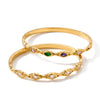 Minimalist Oval Stainless Steel Bracelet For Women With Zircon Inlay And 18K Gold Plated Finish