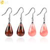 Minimalist Pear Shaped Drop Earrings With Natural Stone Crystal And Copper Accessories For Women