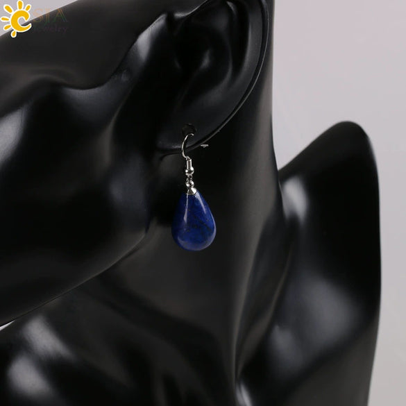 Minimalist Pear Shaped Drop Earrings With Natural Stone Crystal And Copper Accessories For Women