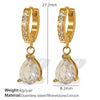 Minimalist Retro 316L Stainless Steel Zircon Drop Earrings For Women With Electroplating
