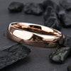 Minimalist Rose Gold Electroplated Tungsten Steel Plain Wedding Band Rings For Couples