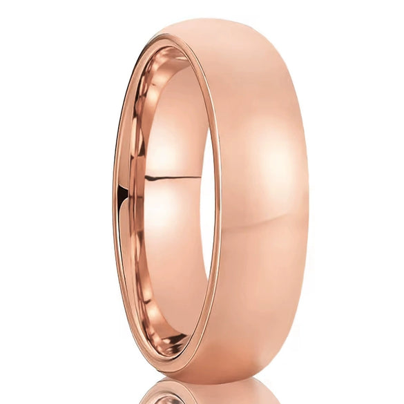 Minimalist Rose Gold Electroplated Tungsten Steel Plain Wedding Band Rings For Couples