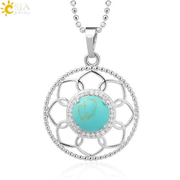 Minimalist Round Crystal Stone Pendant Necklace With Ball Chain Lace Detail Unisex Fashion Jewelry For Men And Women