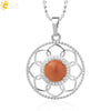Minimalist Round Crystal Stone Pendant Necklace With Ball Chain Lace Detail Unisex Fashion Jewelry For Men And Women