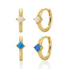 Minimalist S925 Silver Ins Cold Style Geometric Opal Inlaid Earring With Electroplating
