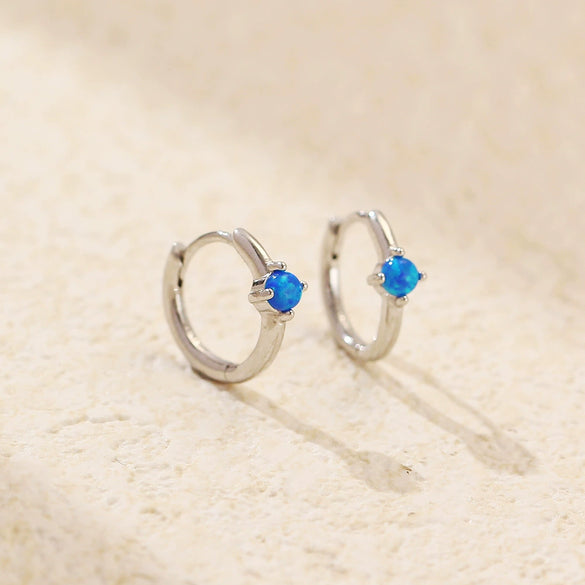 Minimalist S925 Silver Ins Cold Style Geometric Opal Inlaid Earring With Electroplating