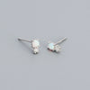 Minimalist 925 Silver Geometric Diamondencrusted Synthetic Opal Earrings For Women With Electroplating