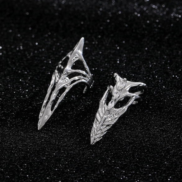 Minimalist Skeleton Ring Set For Women Copper Electroplated Wearable Nail Ring