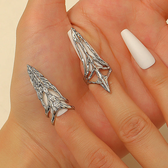 Minimalist Skeleton Ring Set For Women Copper Electroplated Wearable Nail Ring