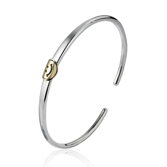 Minimalist Smiley Face Geometric Bracelet For Women In S925 Sterling Silver Electroplated Simple All Match Jewelry