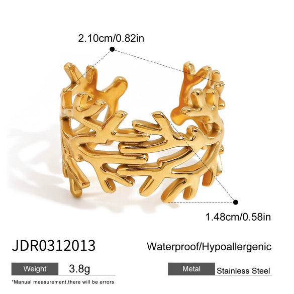 Minimalist Smooth Branch Hollow Opening Electroplated Stainless Steel Geometric Ear Clip Ring For Women